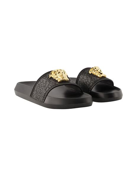 versace medusa bling slides|Versace Medusa detail round heels.